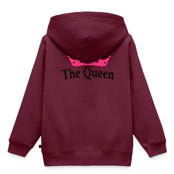 The Queen - Kinder Premium Organic Hoodie - Burgunderrot - Hinten - AI Model Kid Female (0cm)