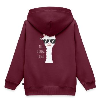 Hipster - No Drama Lama | Love & Smile - Kinder Premium Organic Hoodie - Burgunderrot - Hinten - AI Model Kid Female (0cm)