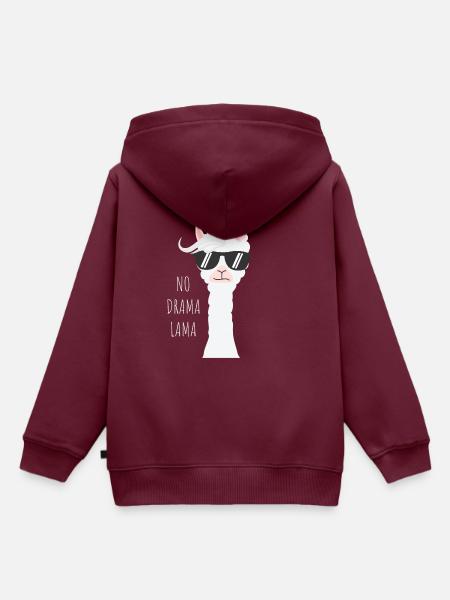 Hipster - No Drama Lama | Love & Smile - Kinder Premium Organic Hoodie - Burgunderrot