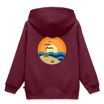Strand - Kinder Premium Organic Hoodie - Burgunderrot - Hinten - AI Model Kid Female (0cm)