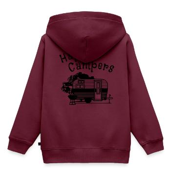 Wohnwagen - Happy Campers - Kinder Premium Organic Hoodie - Burgunderrot - Hinten - AI Model Kid Female (0cm)