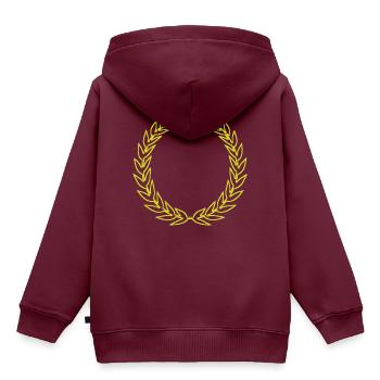 Lorbeerkranz - Kinder Premium Organic Hoodie - Burgunderrot - Hinten - AI Model Kid Female (0cm)