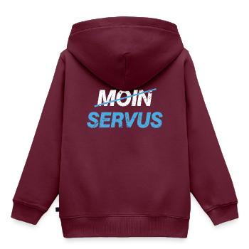 Bayern Bayer Servus Bayernfan - Kinder Premium Organic Hoodie - Burgunderrot - Hinten - AI Model Kid Female (0cm)