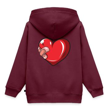 Verletztes Herz mit Pflastern Geschenk - Kinder Premium Organic Hoodie - Burgunderrot - Hinten - AI Model Kid Female (0cm)
