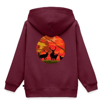Rentiere - Kinder Premium Organic Hoodie - Burgunderrot - Hinten - AI Model Kid Female (0cm)