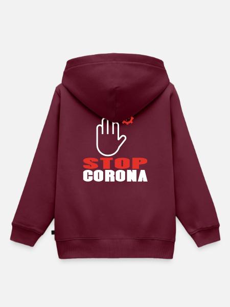 Stop Corona - Kinder Premium Organic Hoodie - Burgunderrot