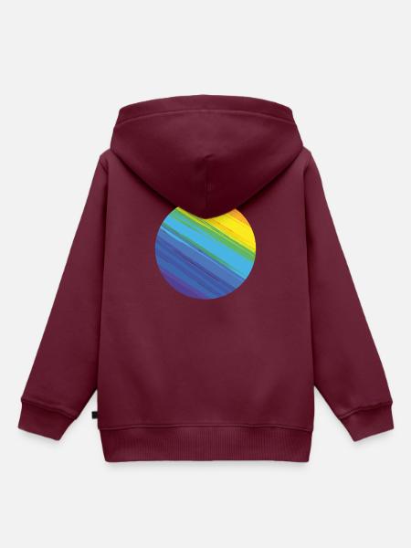 Regenbogen Kreis - Kinder Premium Organic Hoodie - Burgunderrot