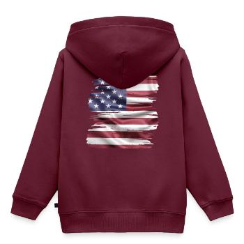 US Flagge Retro - Kinder Premium Organic Hoodie - Burgunderrot - Hinten - AI Model Kid Female (0cm)