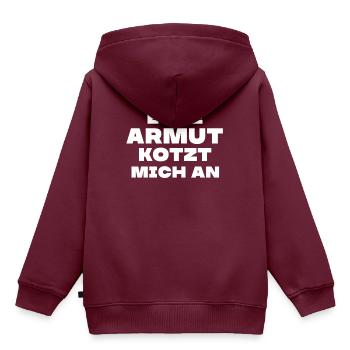 Eure Armut kotzt mich an - Kinder Premium Organic Hoodie - Burgunderrot - Hinten - AI Model Kid Female (0cm)