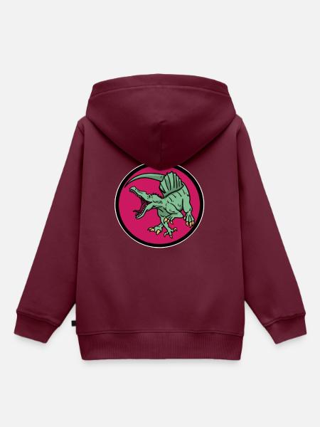 Dino Logo - Kinder Premium Organic Hoodie - Burgunderrot