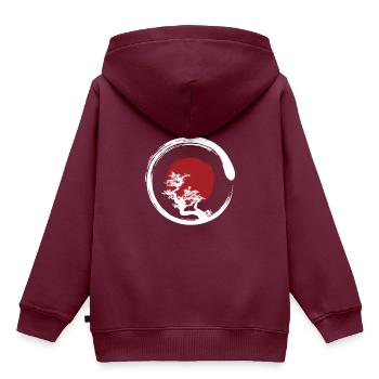 Zen Circle - Kinder Premium Organic Hoodie - Burgunderrot - Hinten - AI Model Kid Female (0cm)