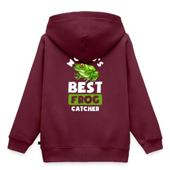 Best Frog Catcher - Kinder Premium Organic Hoodie - Burgunderrot - Hinten - AI Model Kid Female (0cm)