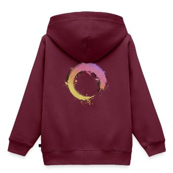 Zen Circle - Kinder Premium Organic Hoodie - Burgunderrot - Hinten - AI Model Kid Female (0cm)