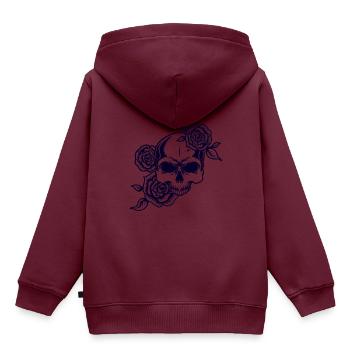 Totenkopf - Kinder Premium Organic Hoodie - Burgunderrot - Hinten - AI Model Kid Female (0cm)