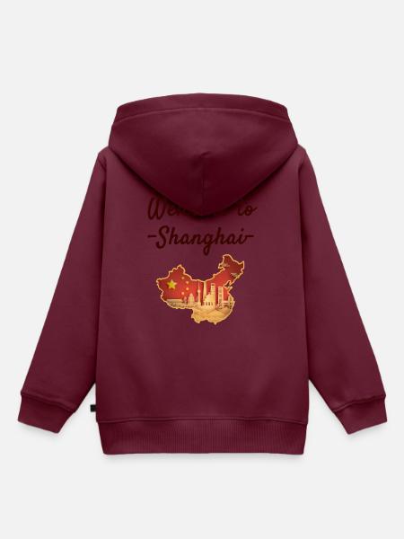 Shanghai - Kinder Premium Organic Hoodie - Burgunderrot