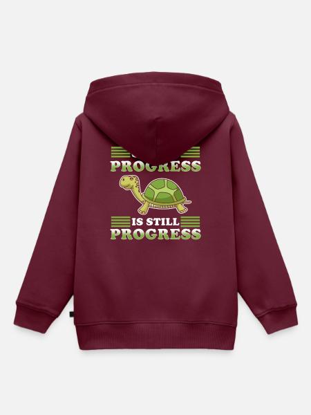 Schildkröte lustiger Spruch langsam - Kinder Premium Organic Hoodie - Burgunderrot