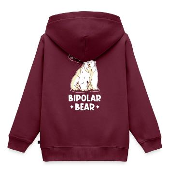 Bipolar Bär - Kinder Premium Organic Hoodie - Burgunderrot - Hinten - AI Model Kid Female (0cm)