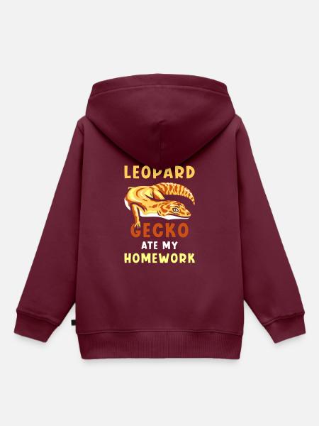 Leopard Gecko Spruch lustig - Kinder Premium Organic Hoodie - Burgunderrot