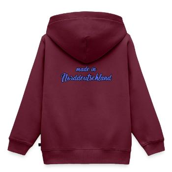 Norddeutschland - Kinder Premium Organic Hoodie - Burgunderrot - Hinten - AI Model Kid Female (0cm)
