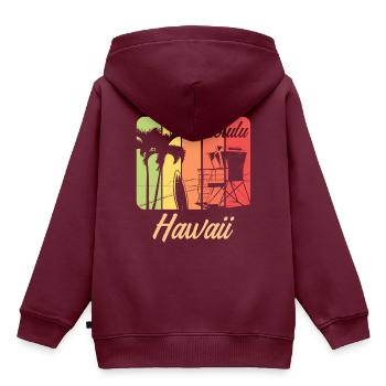 Hawaii Honolulu - Kinder Premium Organic Hoodie - Burgunderrot - Hinten - AI Model Kid Female (0cm)