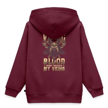 Wikinger - Kinder Premium Organic Hoodie - Burgunderrot - Hinten - AI Model Kid Female (0cm)