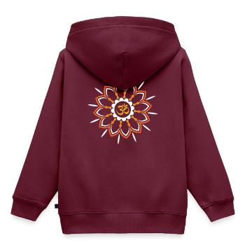 Om Zen - Kinder Premium Organic Hoodie - Burgunderrot - Hinten - AI Model Kid Female (0cm)