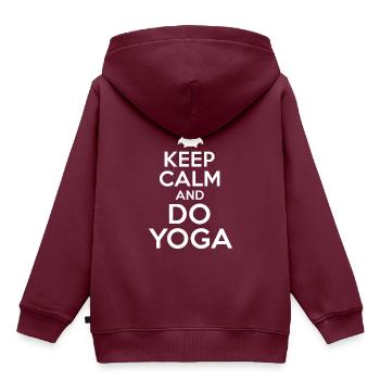 Keep Calm Yoga - Kinder Premium Organic Hoodie - Burgunderrot - Hinten - AI Model Kid Female (0cm)