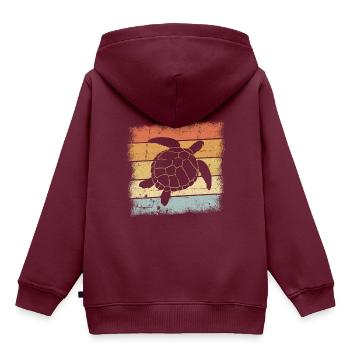 Schildkröten Motiv - Kinder Premium Organic Hoodie - Burgunderrot - Hinten - AI Model Kid Female (0cm)