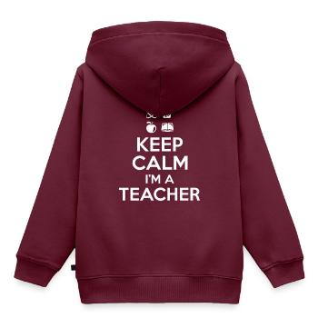 Keep Calm Lehrer - Kinder Premium Organic Hoodie - Burgunderrot - Hinten - AI Model Kid Female (0cm)