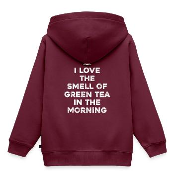 Tee Geschenk Grüner Tee - Kinder Premium Organic Hoodie - Burgunderrot - Hinten - AI Model Kid Female (0cm)