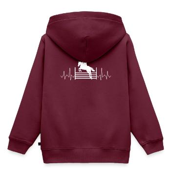 Springreiten Herzschlag - Kinder Premium Organic Hoodie - Burgunderrot - Hinten - AI Model Kid Female (0cm)