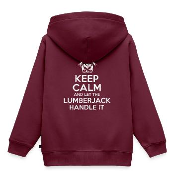 Keep Calm Lumberjack - Kinder Premium Organic Hoodie - Burgunderrot - Hinten - AI Model Kid Female (0cm)