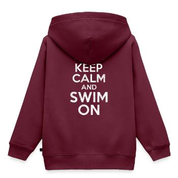 Keep Calm Swim - Kinder Premium Organic Hoodie - Burgunderrot - Hinten - AI Model Kid Female (0cm)