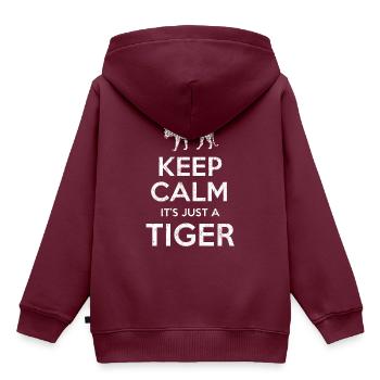 Keep Calm Tiger - Kinder Premium Organic Hoodie - Burgunderrot - Hinten - AI Model Kid Female (0cm)