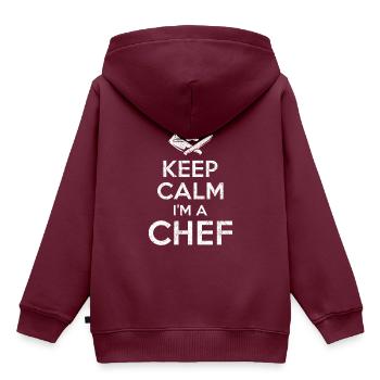 Keep Calm Chef - Kinder Premium Organic Hoodie - Burgunderrot - Hinten - AI Model Kid Female (0cm)