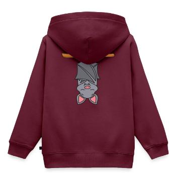 Fledermaus - Kinder Premium Organic Hoodie - Burgunderrot - Hinten - AI Model Kid Female (0cm)