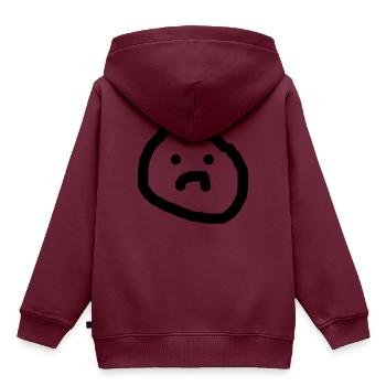Trauriges Gesicht - Kinder Premium Organic Hoodie - Burgunderrot - Hinten - AI Model Kid Female (0cm)