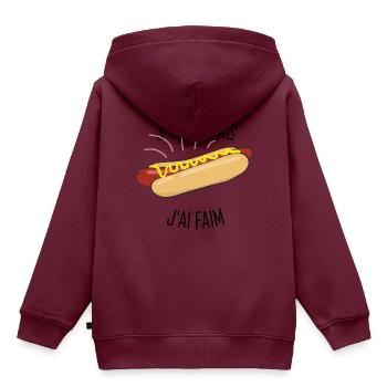 Ich kann nicht, ich bin hungrig - Kinder Premium Organic Hoodie - Burgunderrot - Hinten - AI Model Kid Female (0cm)