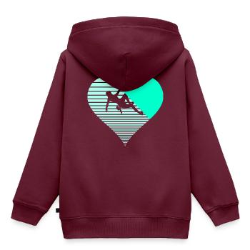 bouldern - Kinder Premium Organic Hoodie - Burgunderrot - Hinten - AI Model Kid Female (0cm)