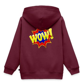WOW - Kinder Premium Organic Hoodie - Burgunderrot - Hinten - AI Model Kid Female (0cm)