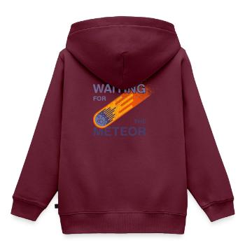 Warten auf den Meteor - Kinder Premium Organic Hoodie - Burgunderrot - Hinten - AI Model Kid Female (0cm)