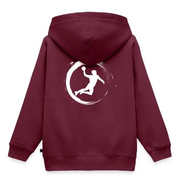 Handball - Kinder Premium Organic Hoodie - Burgunderrot - Hinten - AI Model Kid Female (0cm)