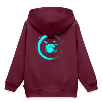 Schlagzeug - Kinder Premium Organic Hoodie - Burgunderrot - Hinten - AI Model Kid Female (0cm)
