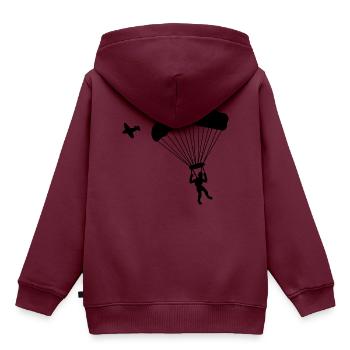 Fallschirmspringen Fallschirmspringer Fallschirm - Kinder Premium Organic Hoodie - Burgunderrot - Hinten - AI Model Kid Female (0cm)