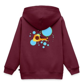 Lachs - Kinder Premium Organic Hoodie - Burgunderrot - Hinten - AI Model Kid Female (0cm)