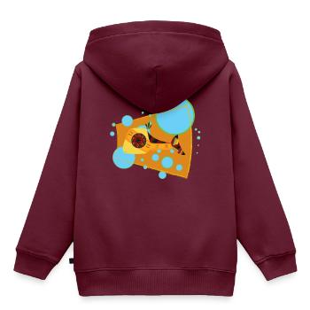 Lachs - Kinder Premium Organic Hoodie - Burgunderrot - Hinten - AI Model Kid Female (0cm)