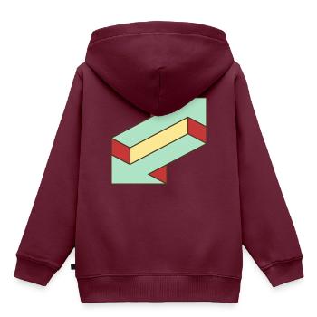 Illusion Pfeil - Kinder Premium Organic Hoodie - Burgunderrot - Hinten - AI Model Kid Female (0cm)