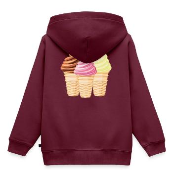 Softeis Vanille Schokolade Erdbeere - Kinder Premium Organic Hoodie - Burgunderrot - Hinten - AI Model Kid Female (0cm)
