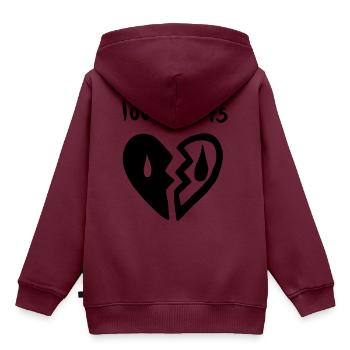 Liebe tut weh. Herzschmerz und Partnerschaft - Kinder Premium Organic Hoodie - Burgunderrot - Hinten - AI Model Kid Female (0cm)