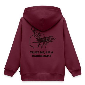 Radiologe - Kinder Premium Organic Hoodie - Burgunderrot - Hinten - AI Model Kid Female (0cm)